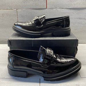 Mens Black Leather Goth Loafers Size 11